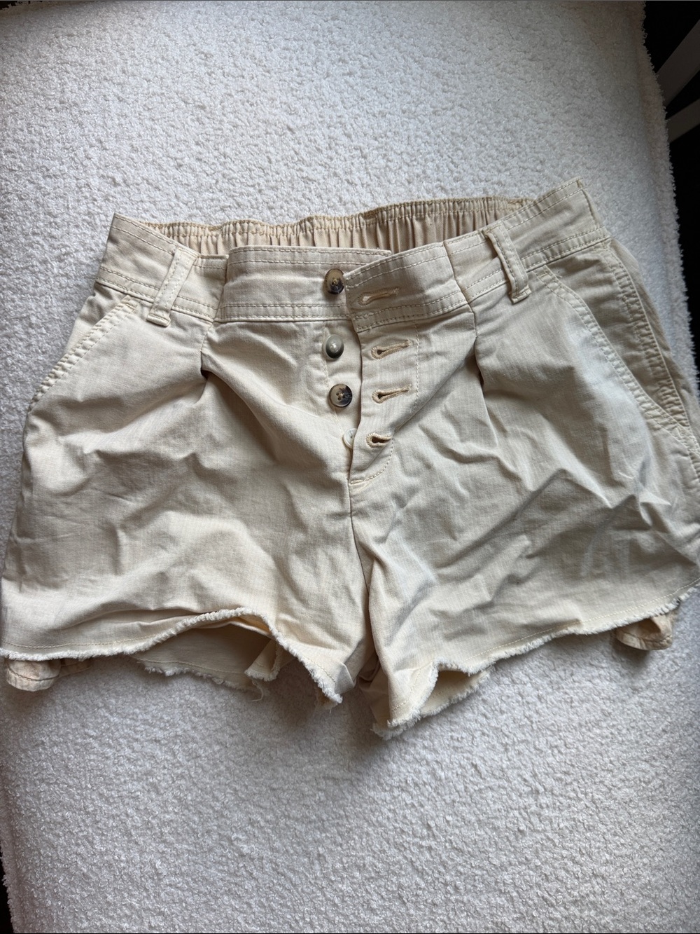 Anthropologie Cream Button-Front Denim Shorts - Picture 1 of 2